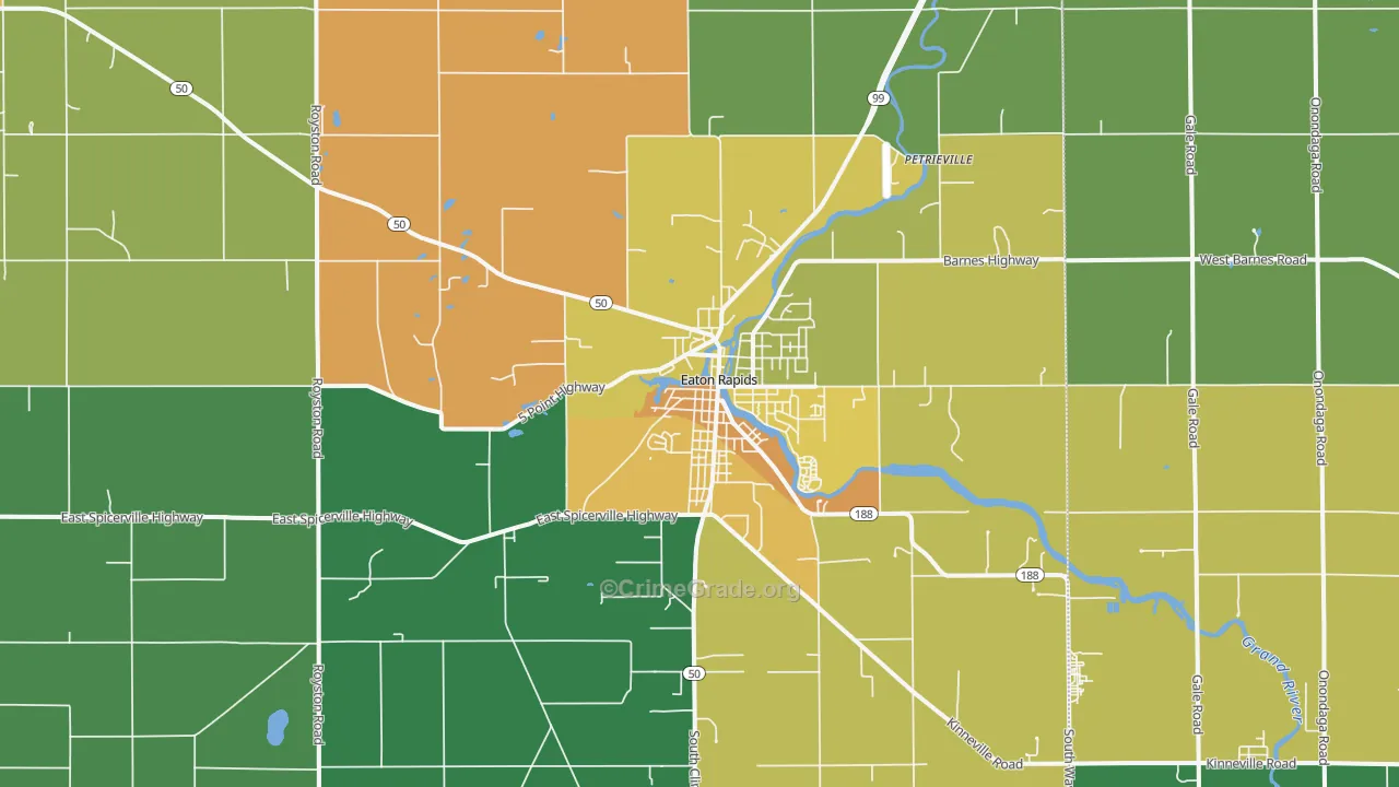 Eaton Rapids, MI Map of Robbery Rates