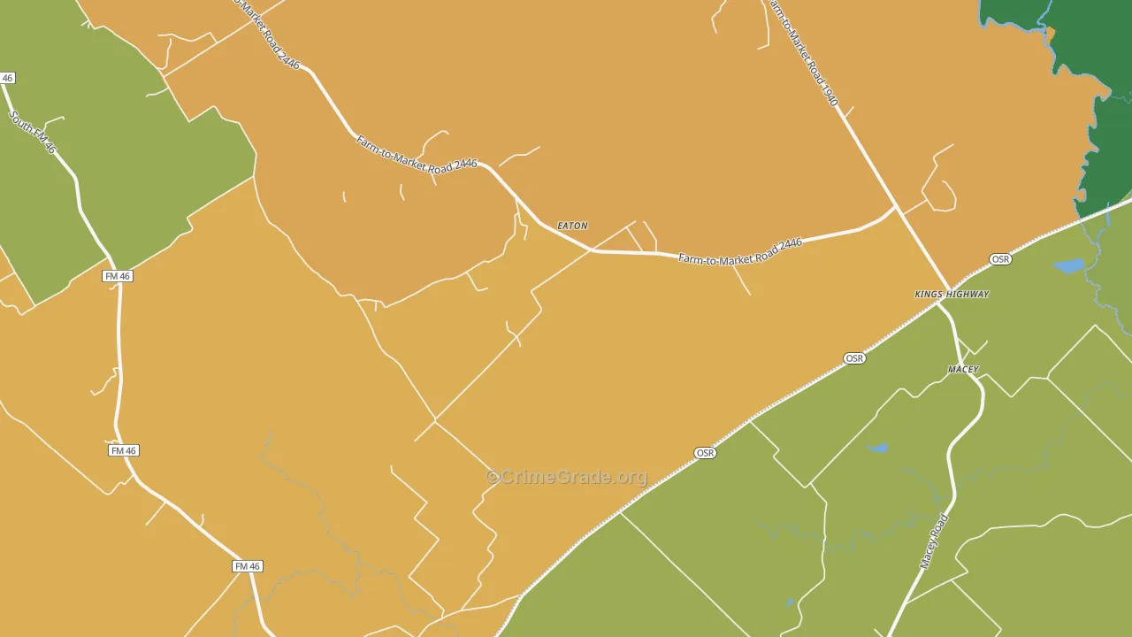 Eaton, TX Map of Robbery Rates