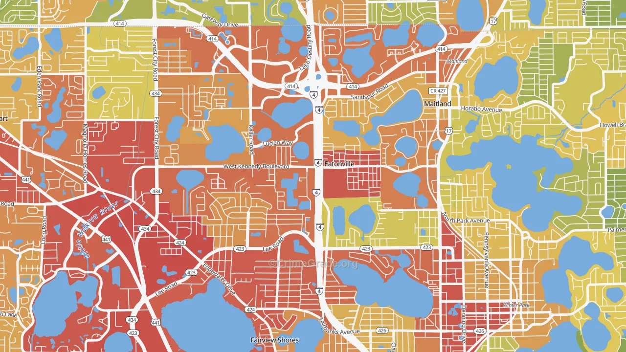 Eatonville, FL Map of Robbery Rates