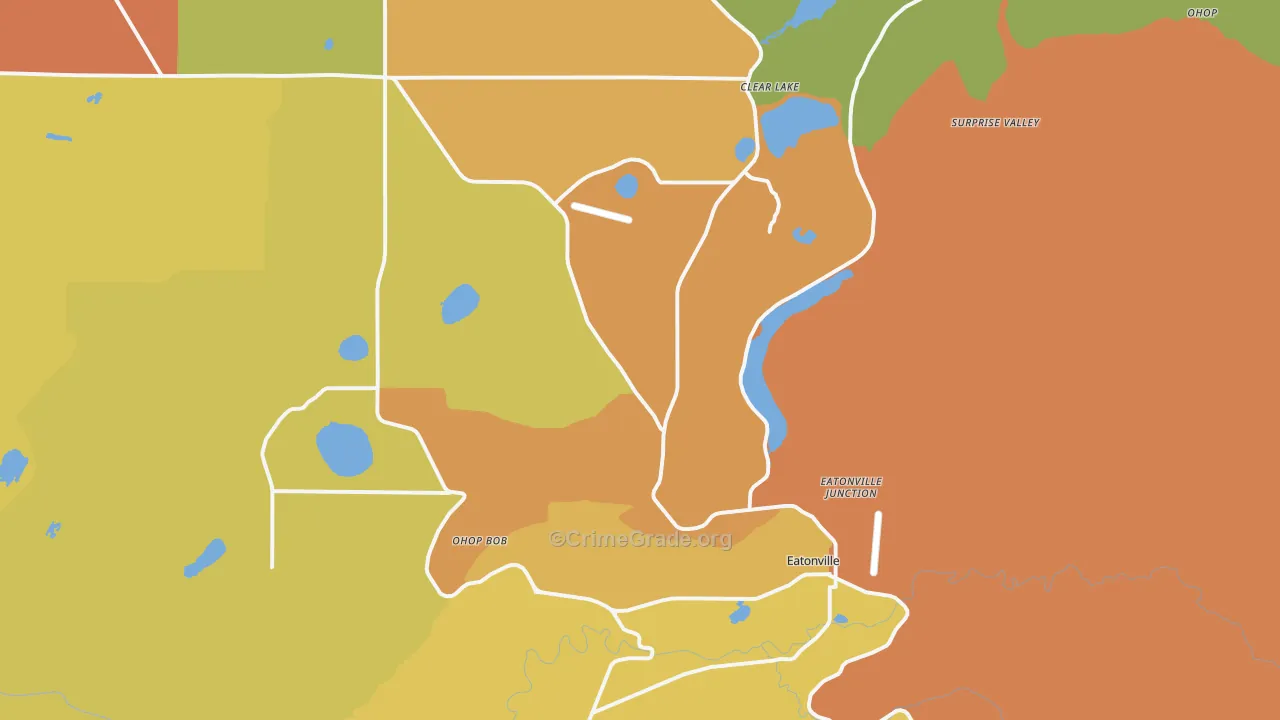Eatonville, WA Map of Robbery Rates