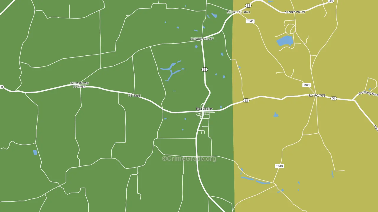 Eau Claire, PA Map of Robbery Rates