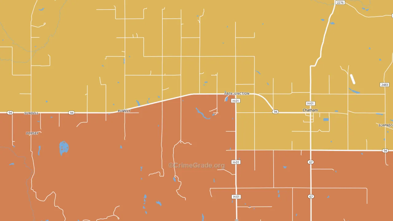 Eben Junction, MI Map of Robbery Rates