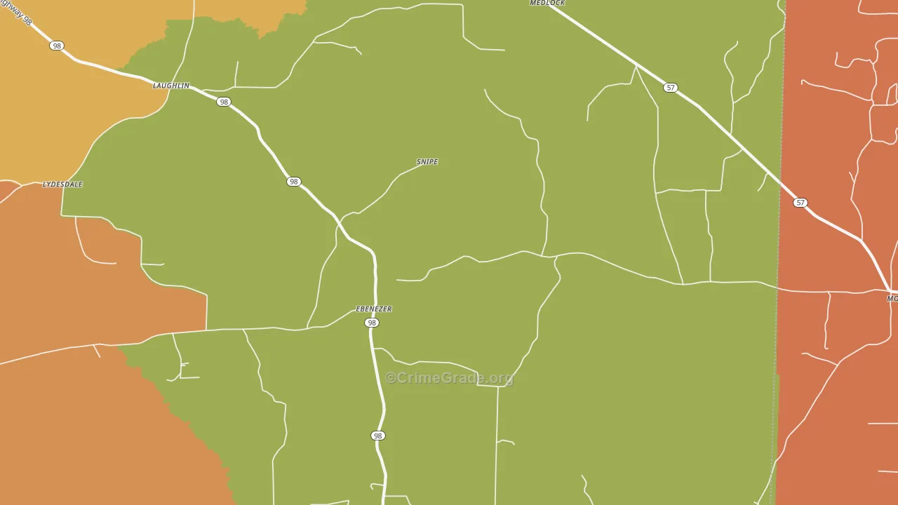 Ebenezer, AR Map of Robbery Rates
