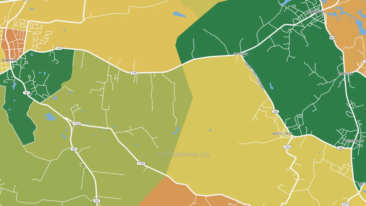 Ebenezer, KY Map of Robbery Rates