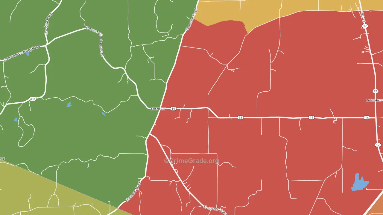 Ebenezer, MS Map of Robbery Rates