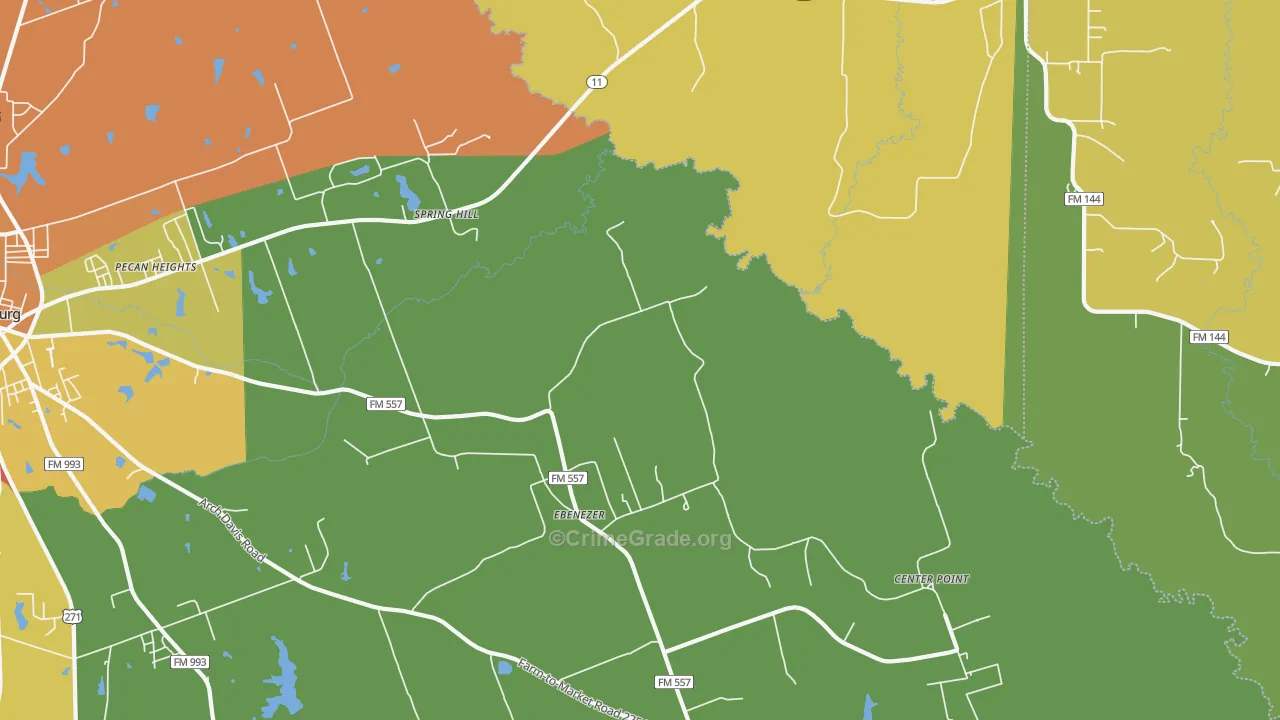 Ebenezer, TX Map of Robbery Rates
