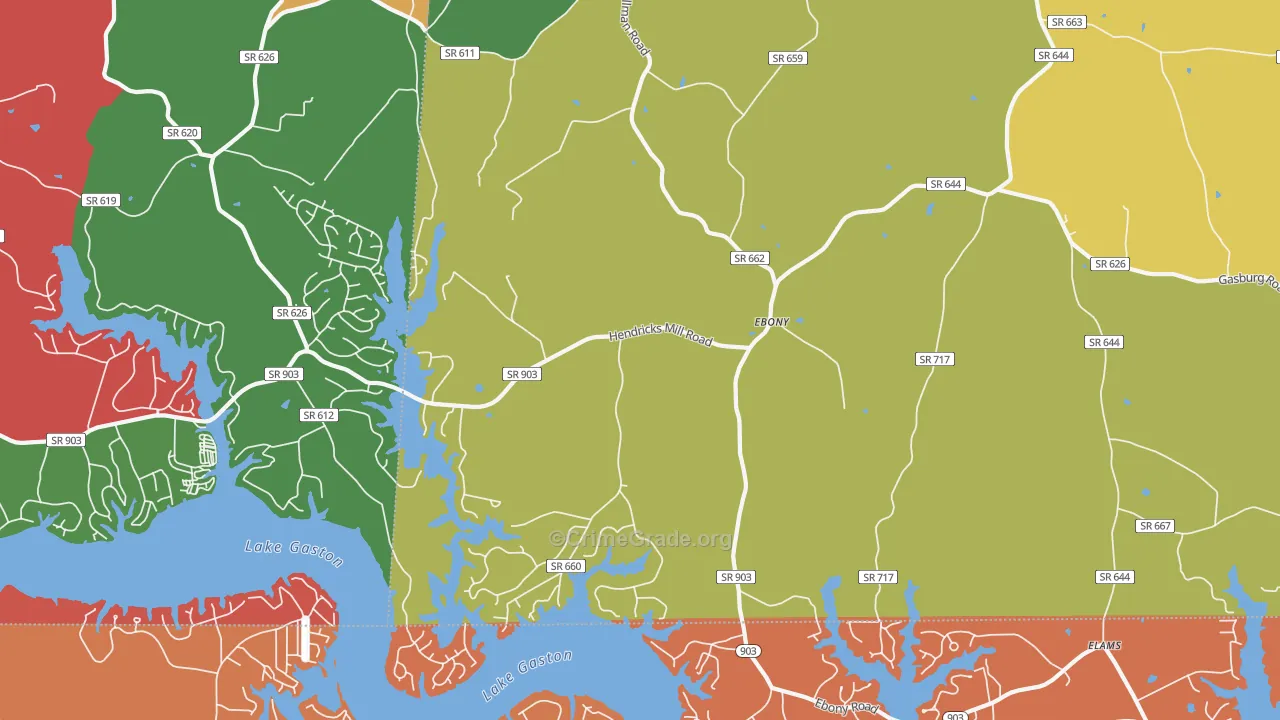 Ebony, VA Map of Robbery Rates
