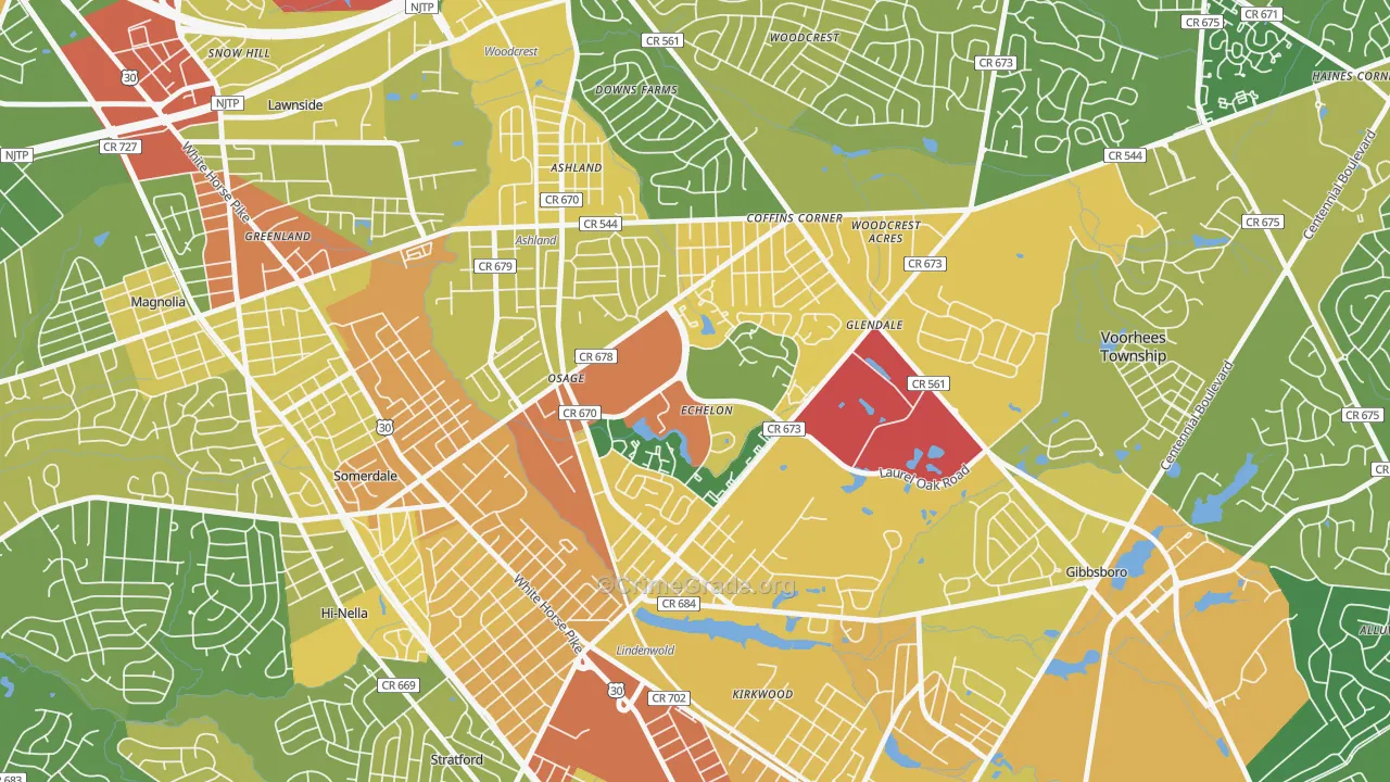 Echelon, NJ Map of Robbery Rates