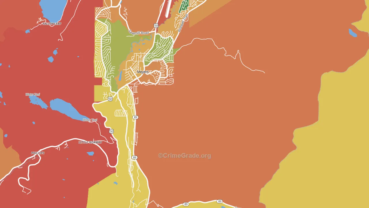 Echo Lake, CA Map of Robbery Rates