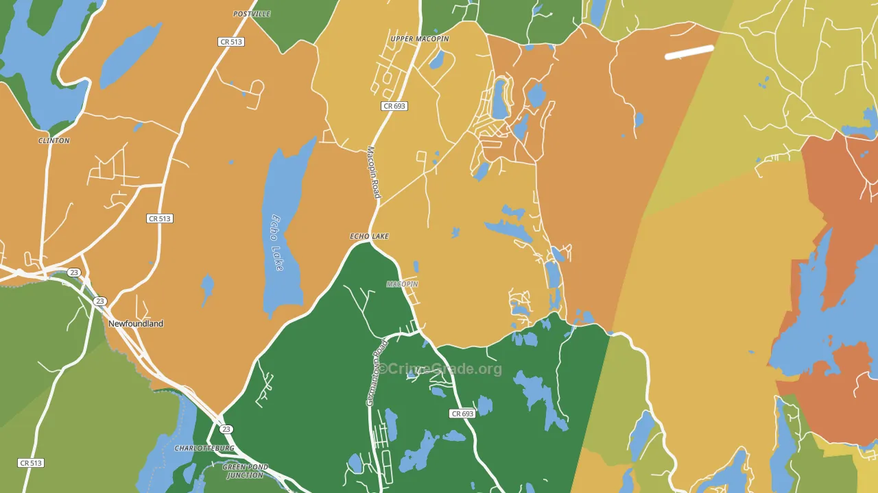 Echo Lake, NJ Map of Robbery Rates