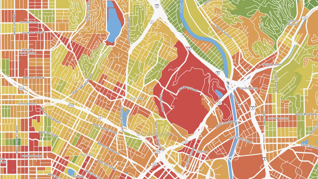 Echo Park, Los Angeles, CA Map of Robbery Rates