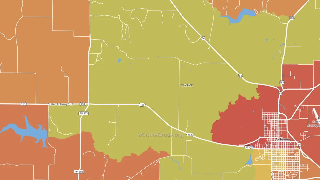 Echo, TX Map of Robbery Rates