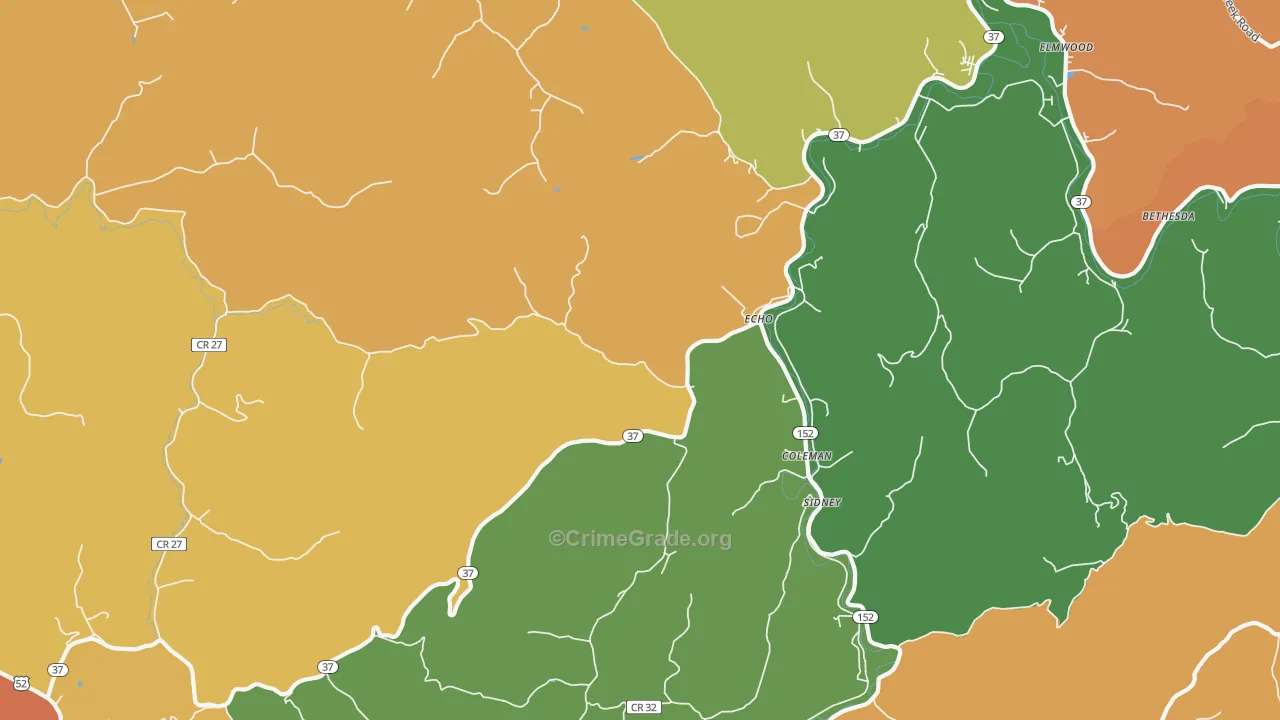 Echo, WV Map of Robbery Rates