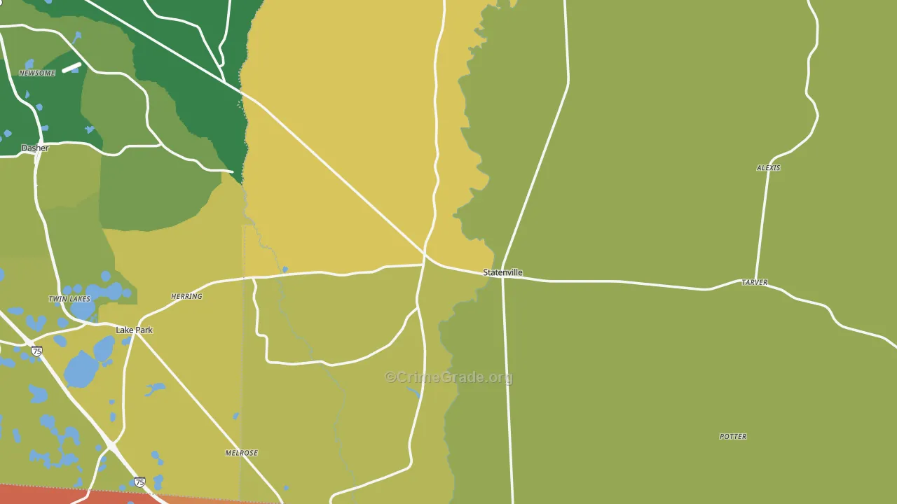 Echols County, GA Map of Robbery Rates