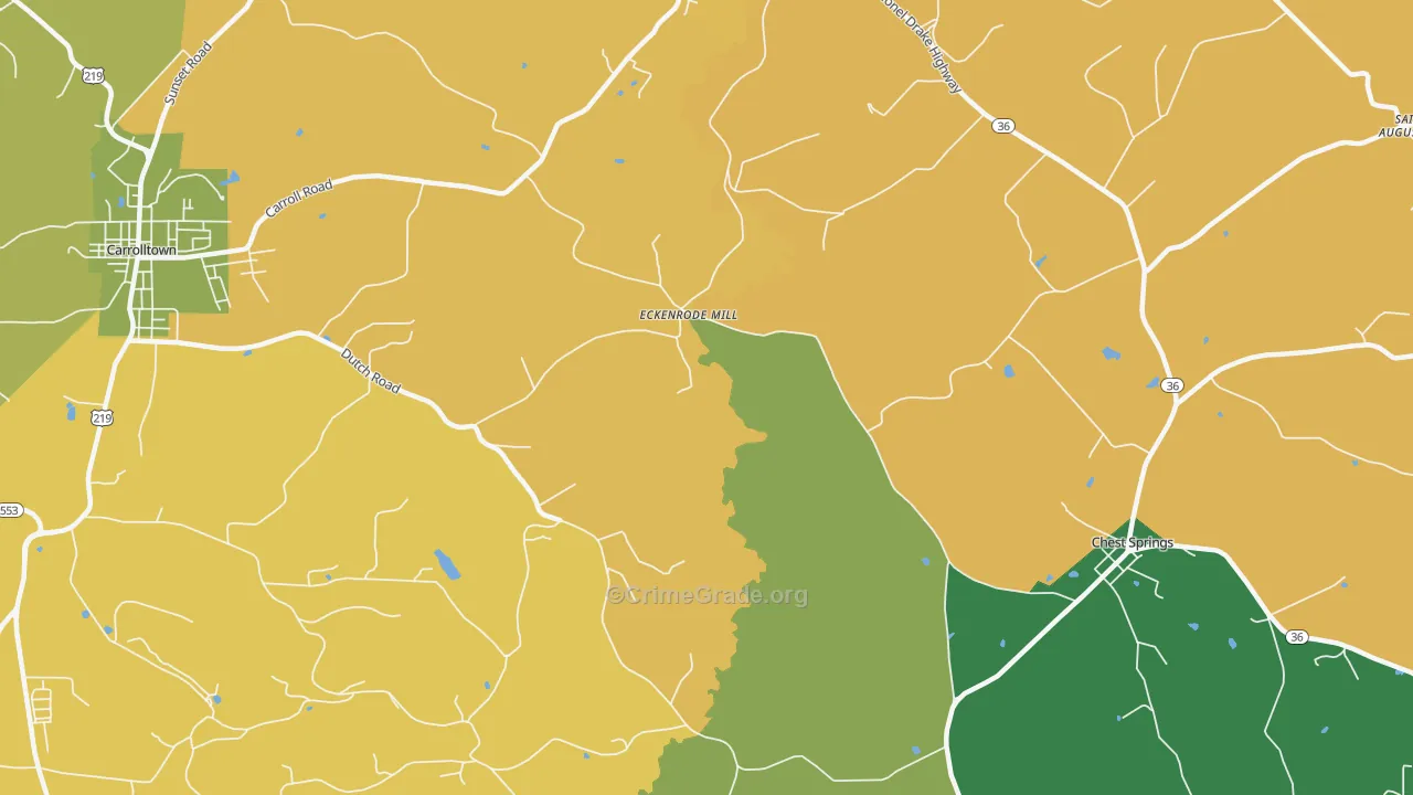 Eckenrode Mill, PA Map of Robbery Rates