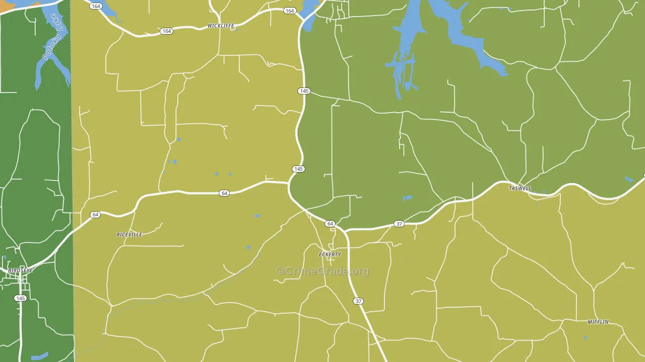 Eckerty, IN Map of Robbery Rates