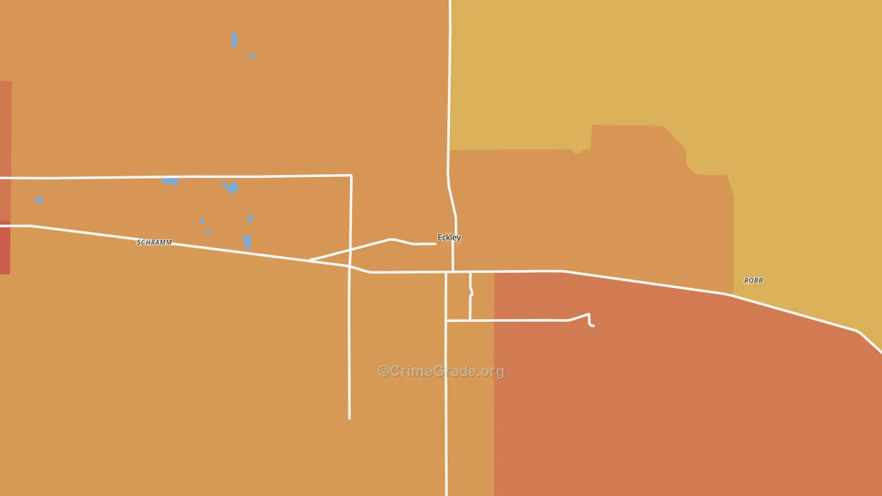 Eckley, CO Map of Robbery Rates