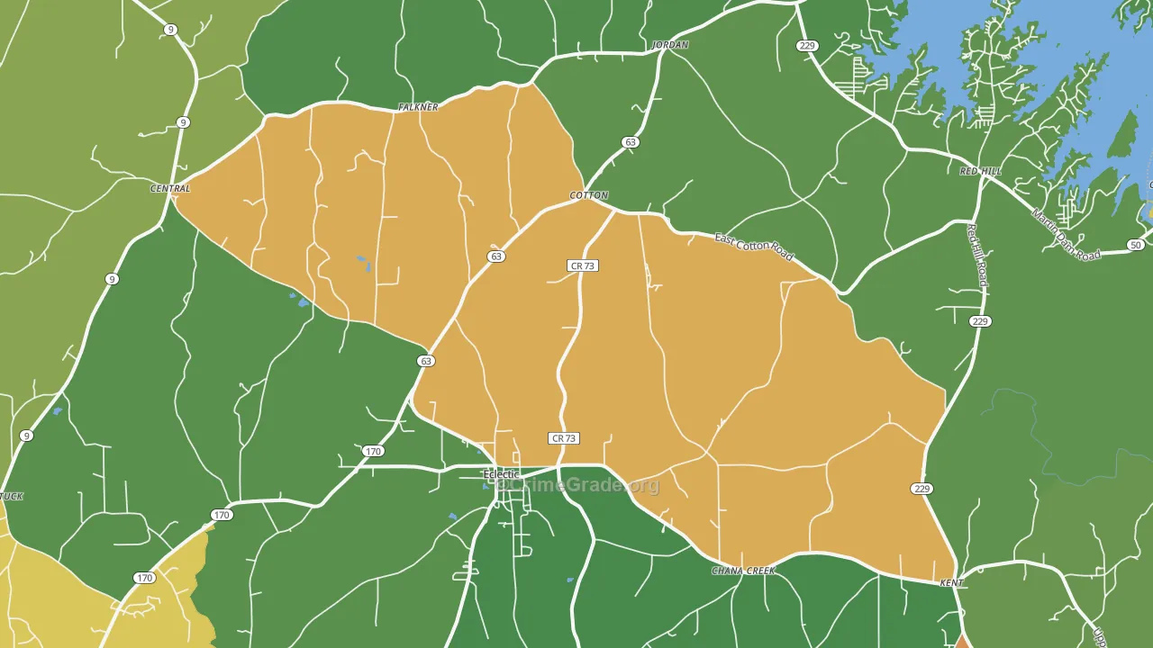 Eclectic, AL Map of Robbery Rates