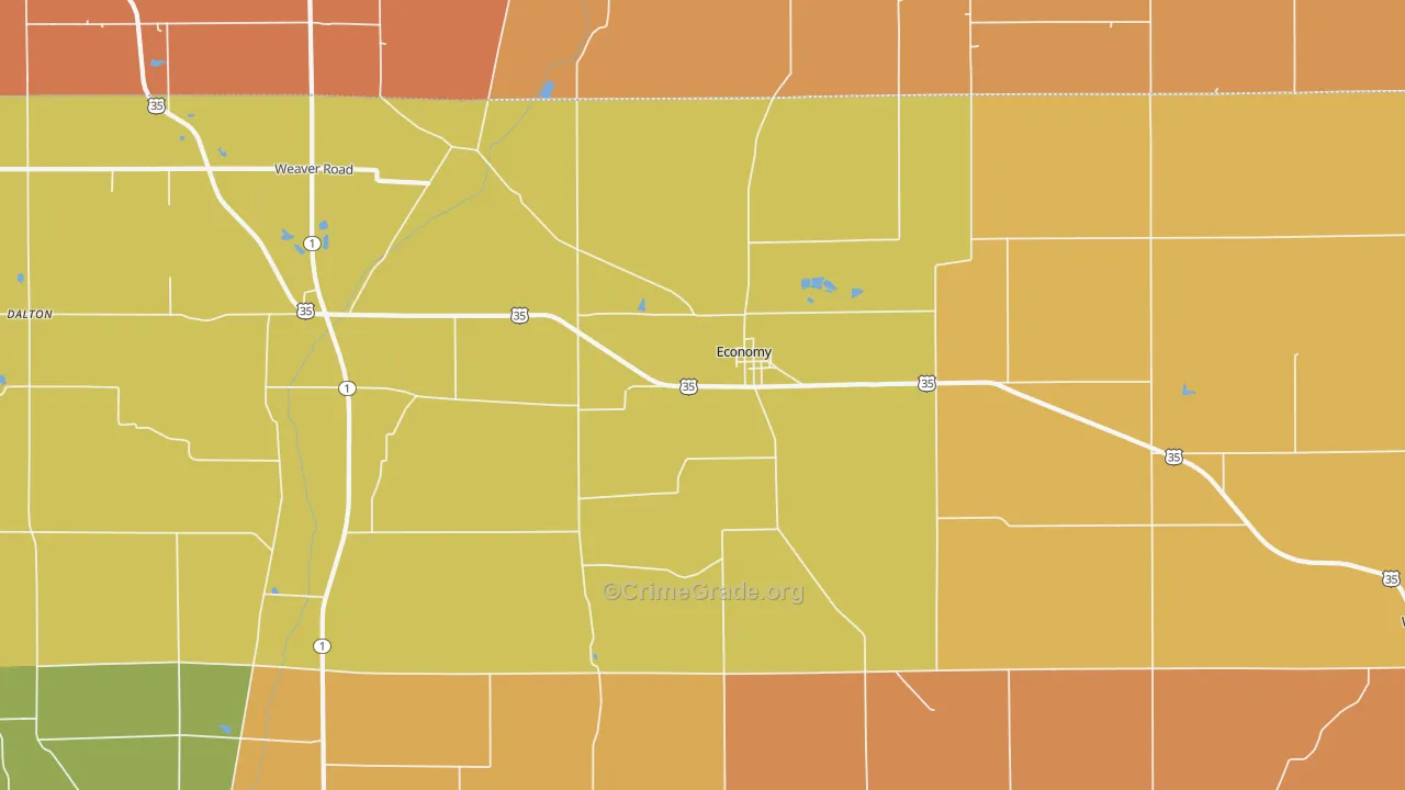 Economy, IN Map of Robbery Rates