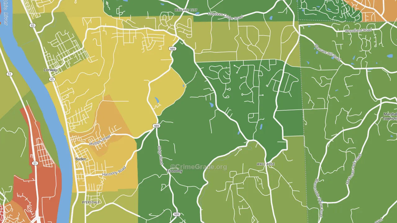 Economy, PA Map of Robbery Rates