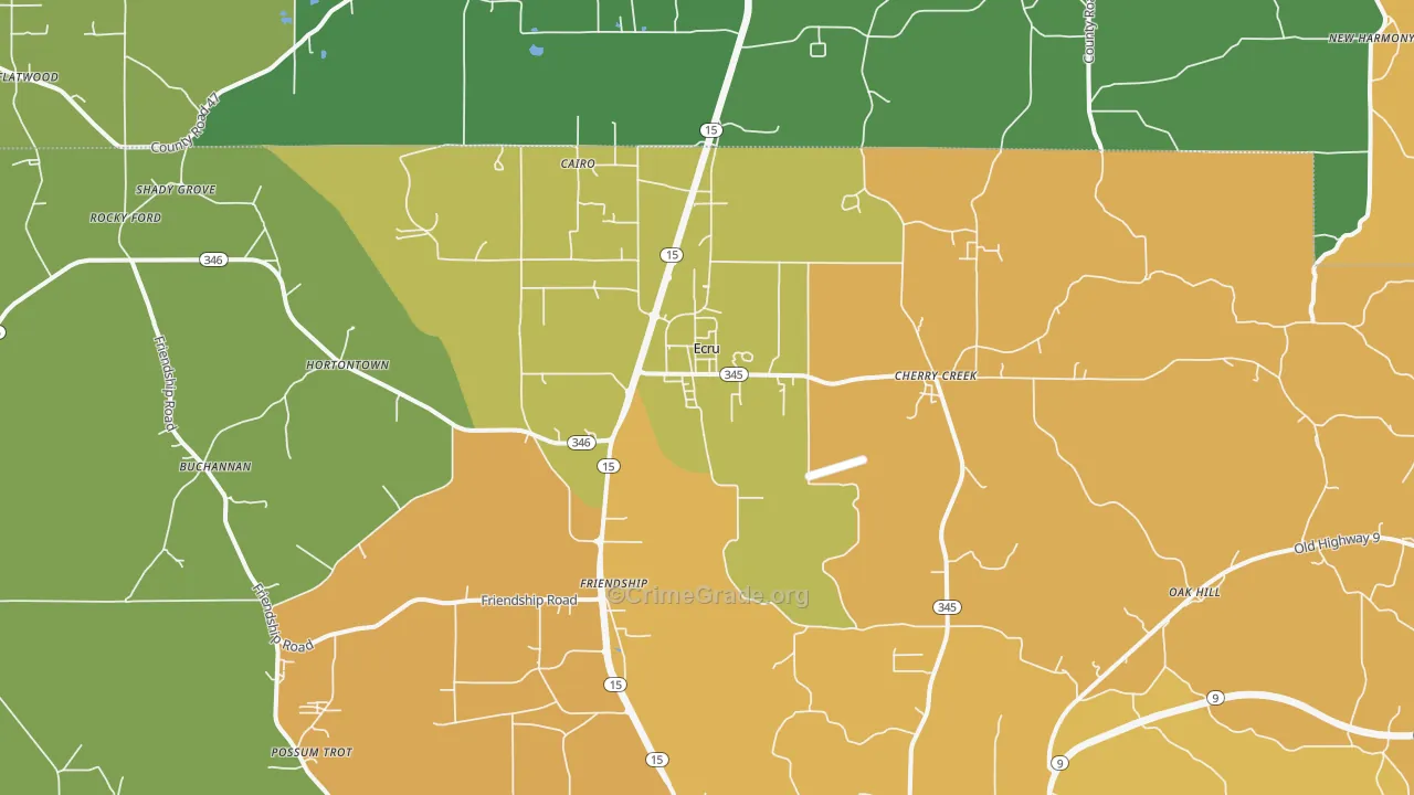 Ecru, MS Map of Robbery Rates