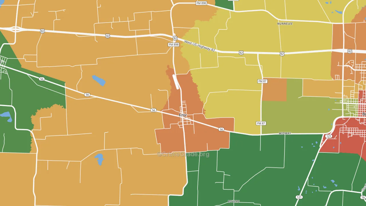 Ector, TX Map of Robbery Rates