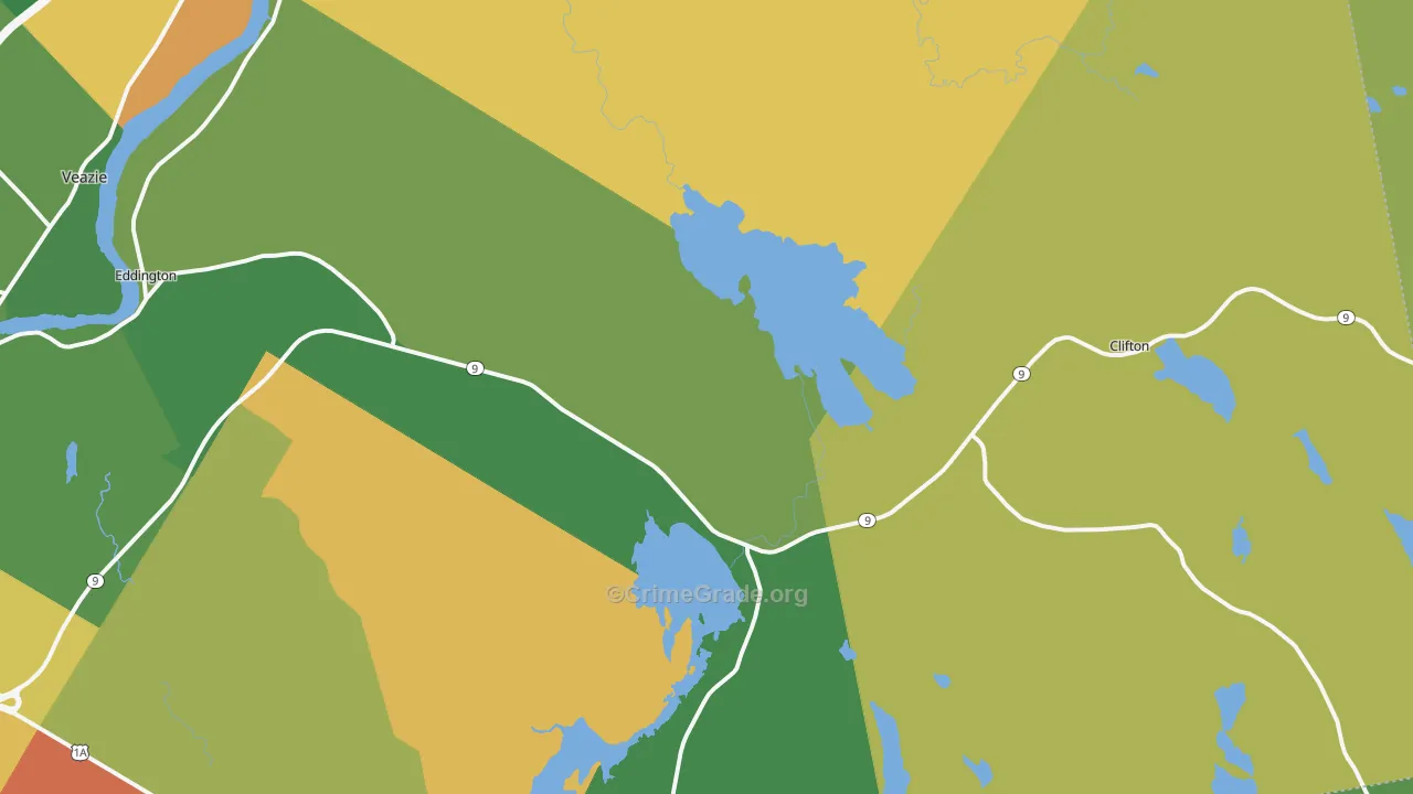 Eddington, ME Map of Robbery Rates