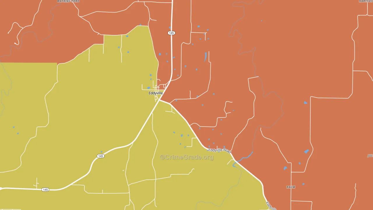 Eddyville, IL Map of Robbery Rates