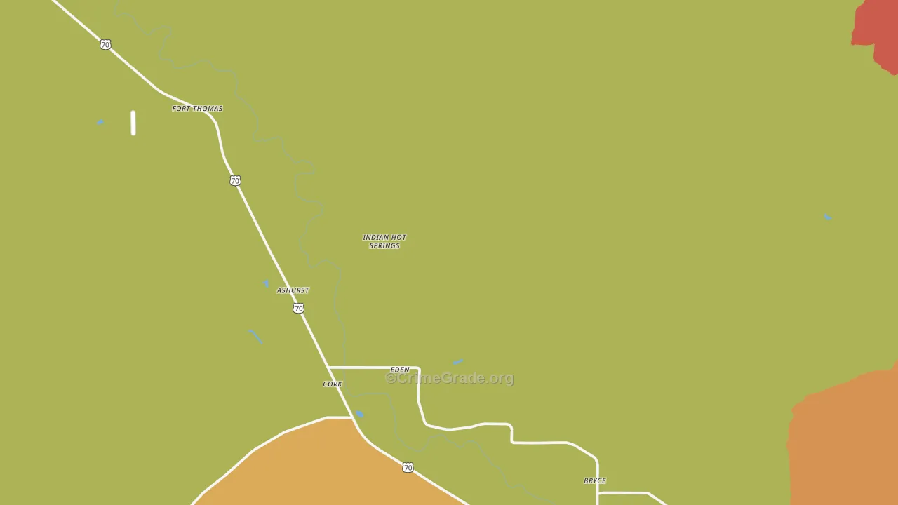 Eden, AZ Map of Robbery Rates