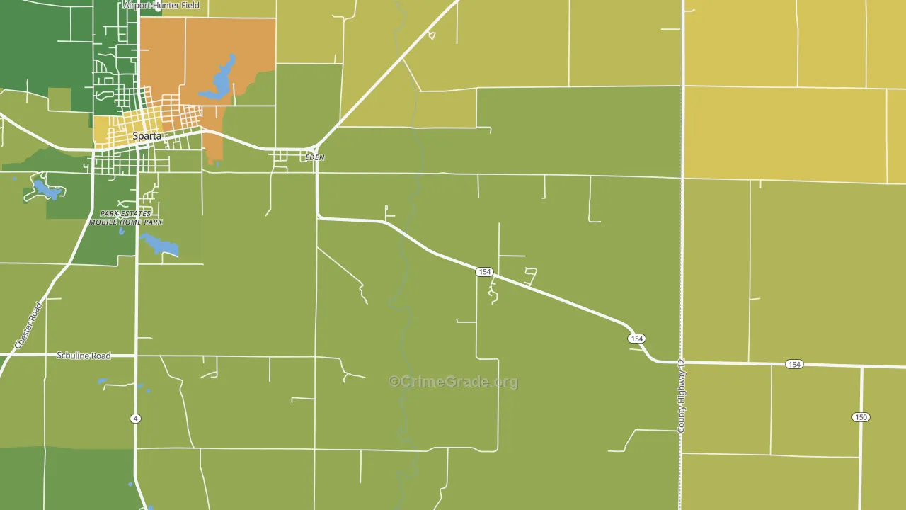 Eden, IL Map of Robbery Rates