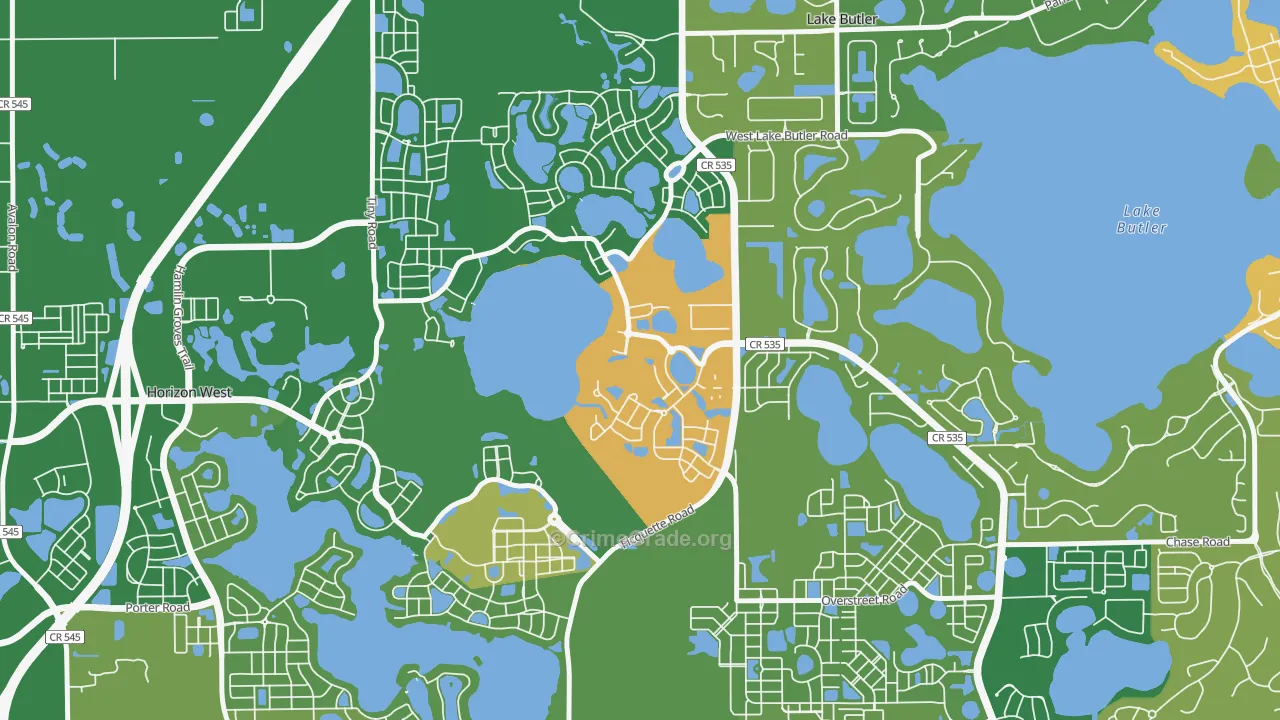 Eden Isle, Horizon West, FL Map of Robbery Rates