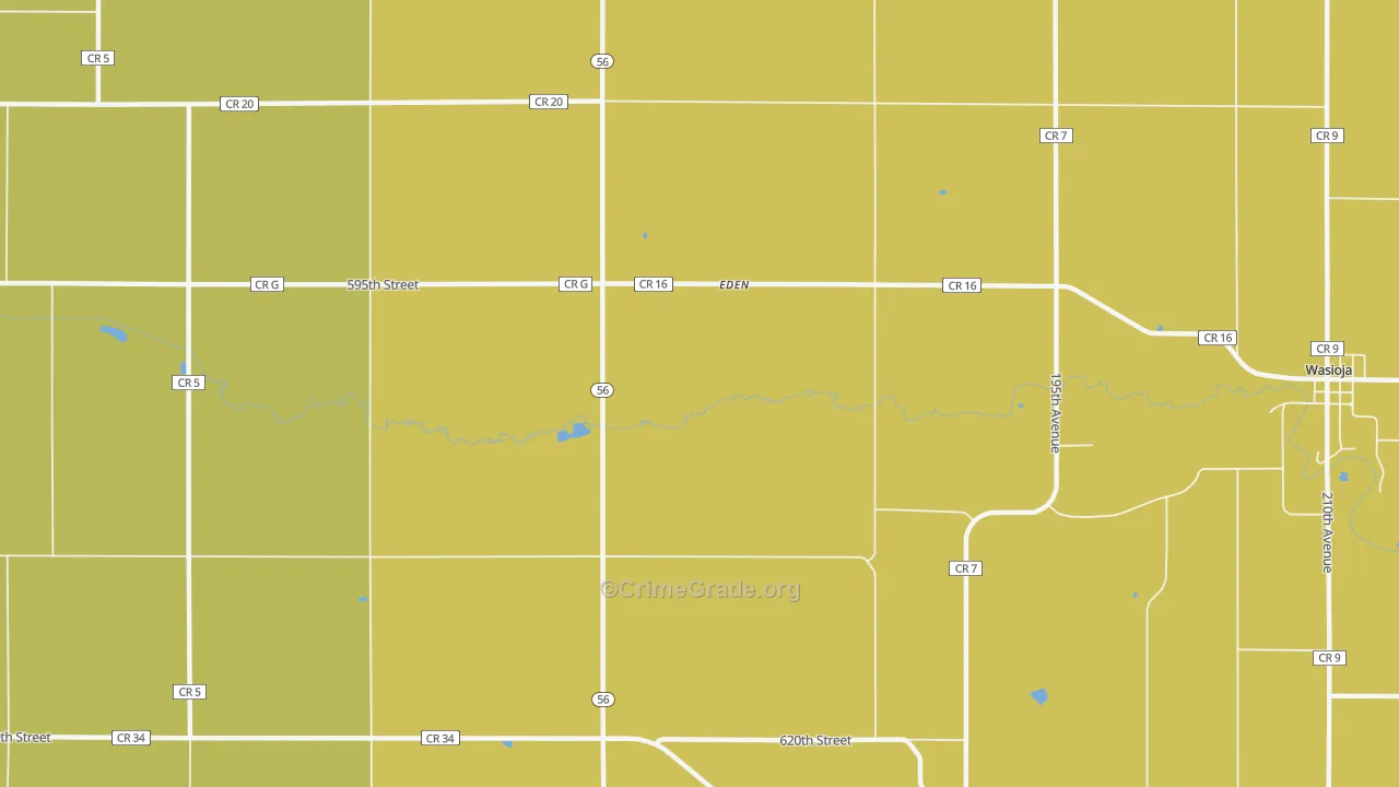 Eden, MN Map of Robbery Rates