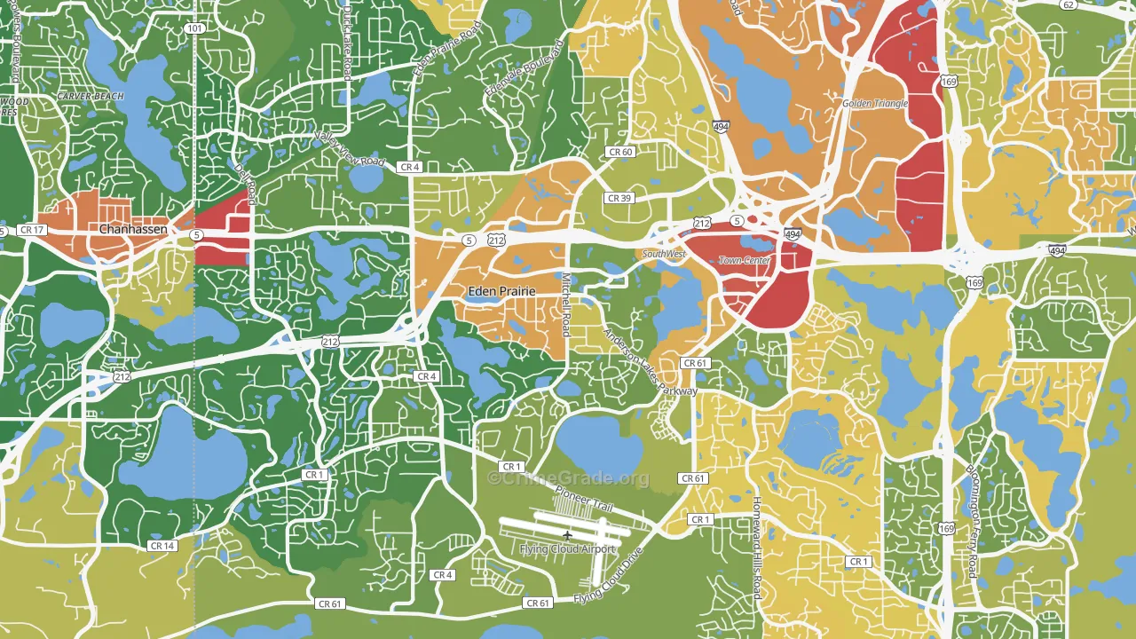 Eden Prairie, MN Map of Robbery Rates
