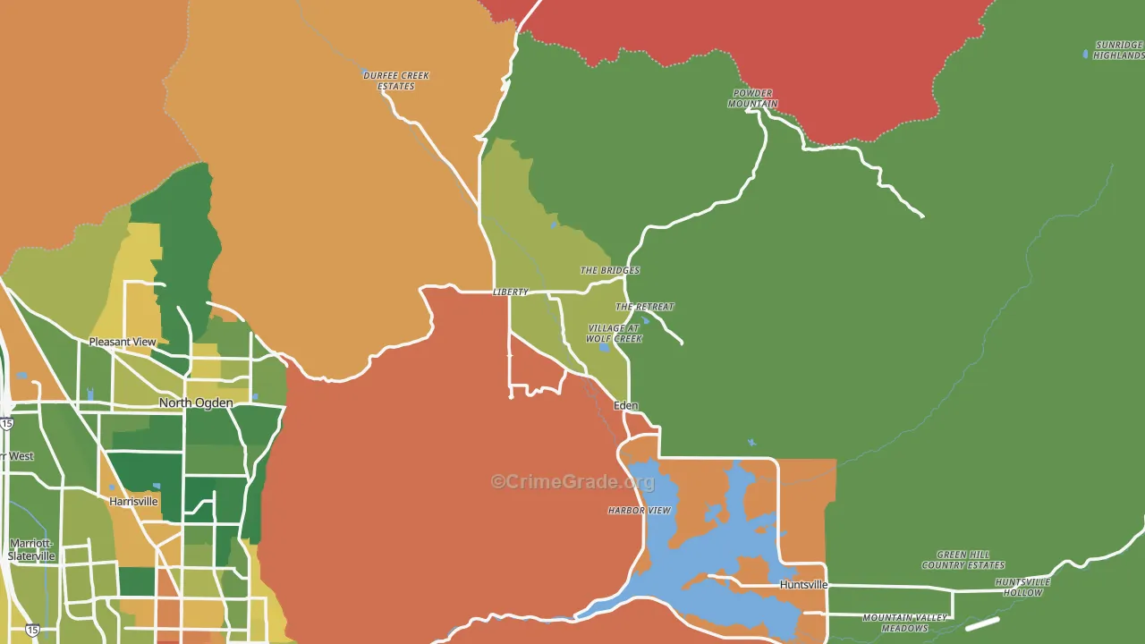 Eden, UT Map of Robbery Rates