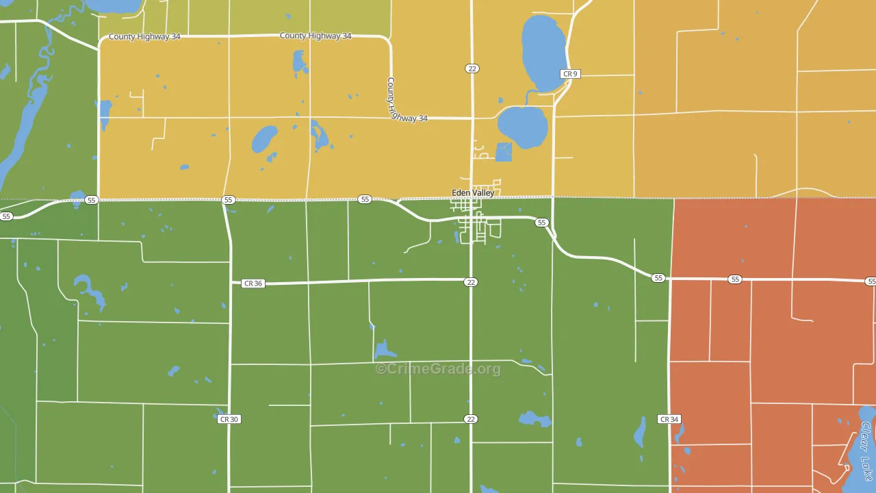 Eden Valley, MN Map of Robbery Rates