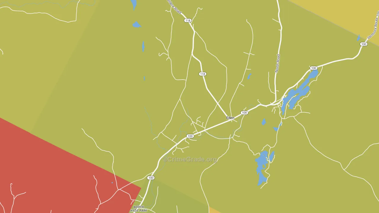 Eden, VT Map of Robbery Rates