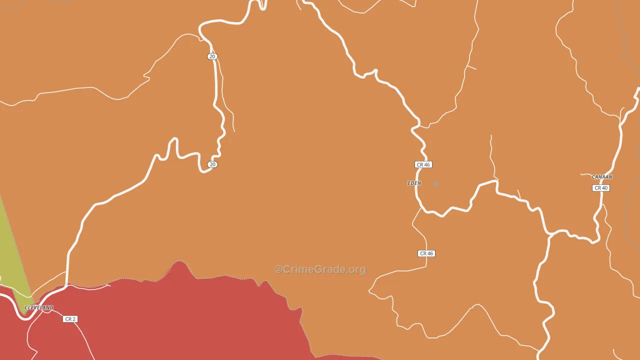 Eden, WV Map of Robbery Rates