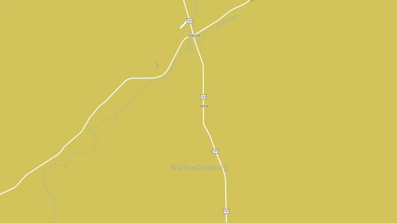 Eden, WY Map of Robbery Rates