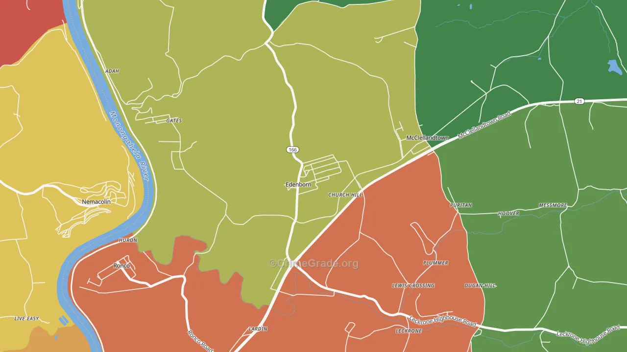 Edenborn, PA Map of Robbery Rates
