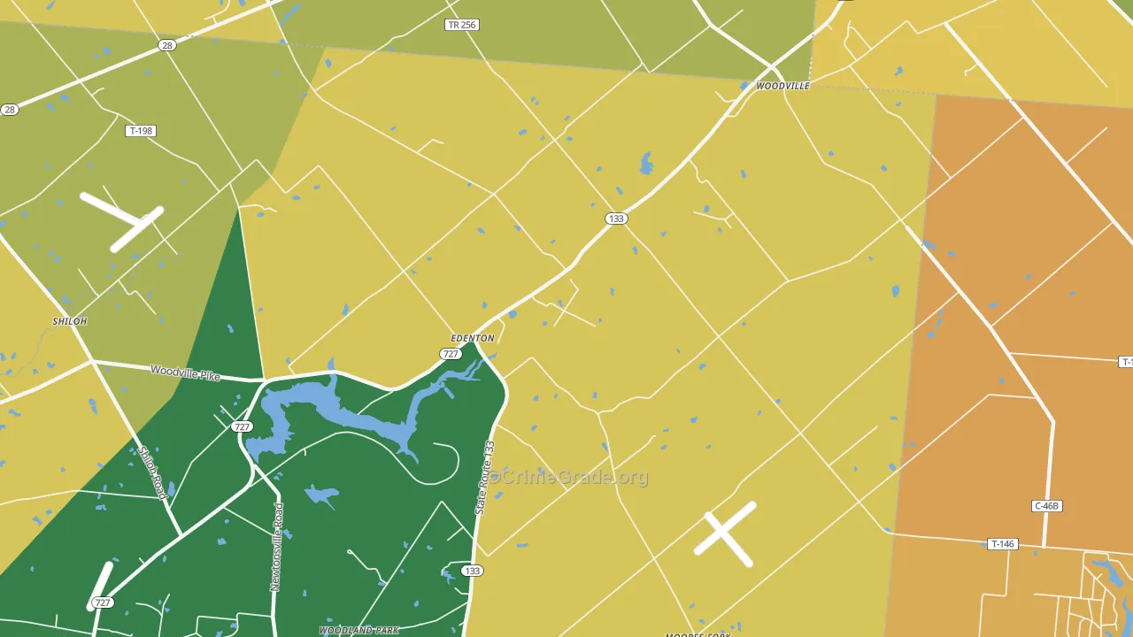 Edenton, OH Map of Robbery Rates