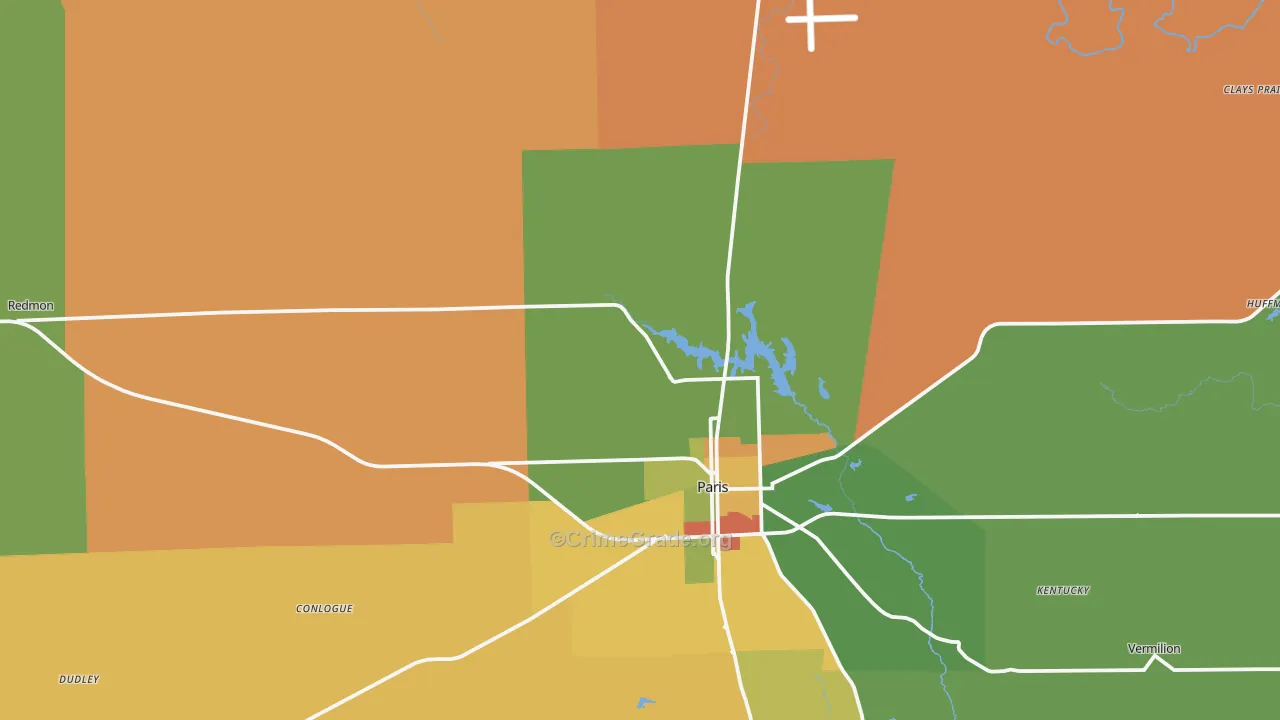 Edgar County, IL Map of Robbery Rates