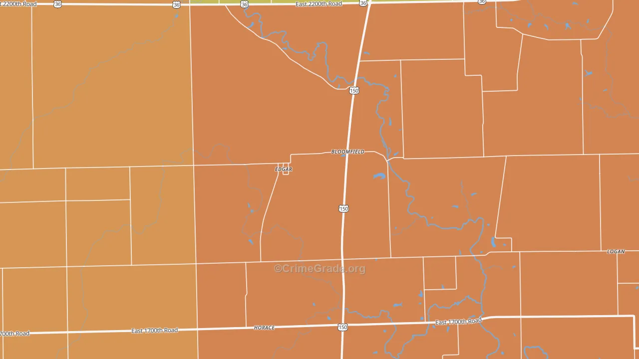 Edgar, IL Map of Robbery Rates