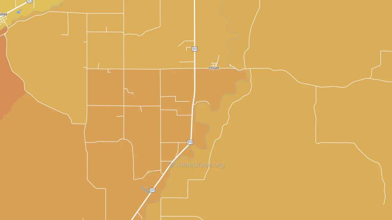 Edgar, MT Map of Robbery Rates