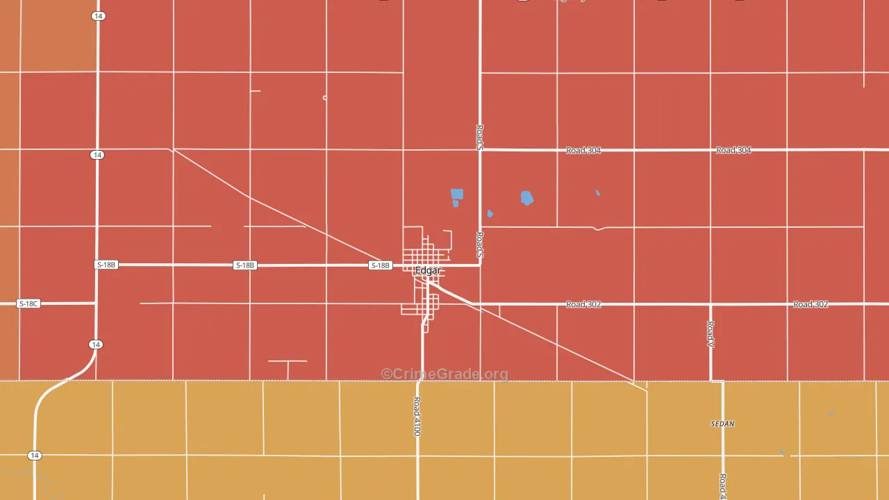 Edgar, NE Map of Robbery Rates