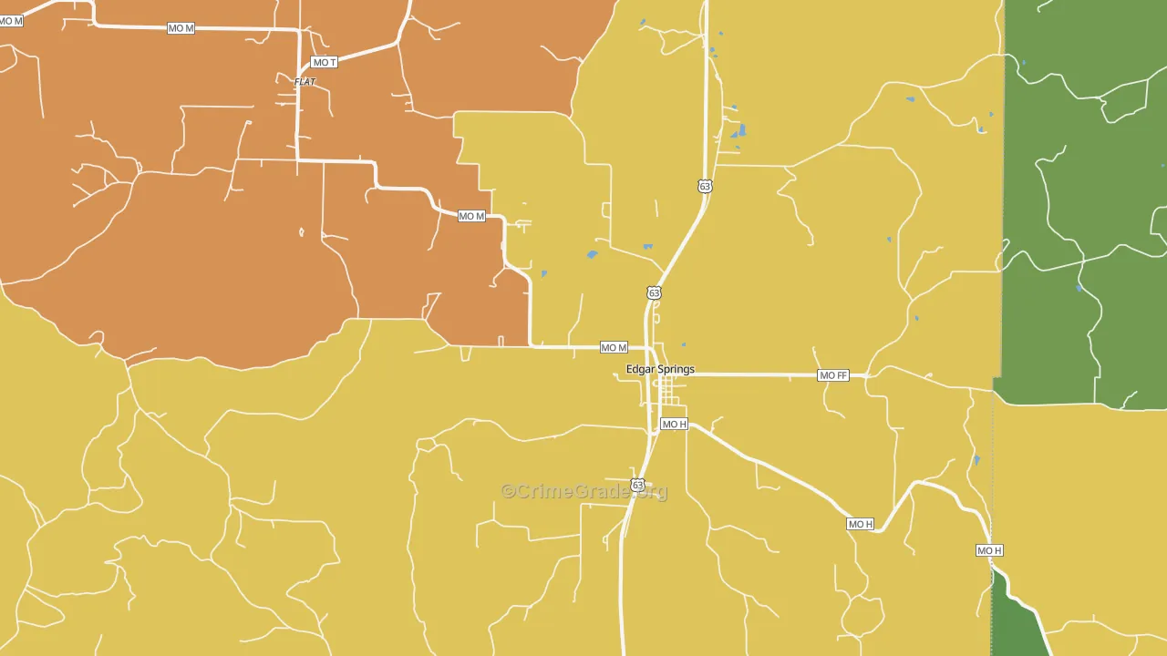 Edgar Springs, MO Map of Robbery Rates