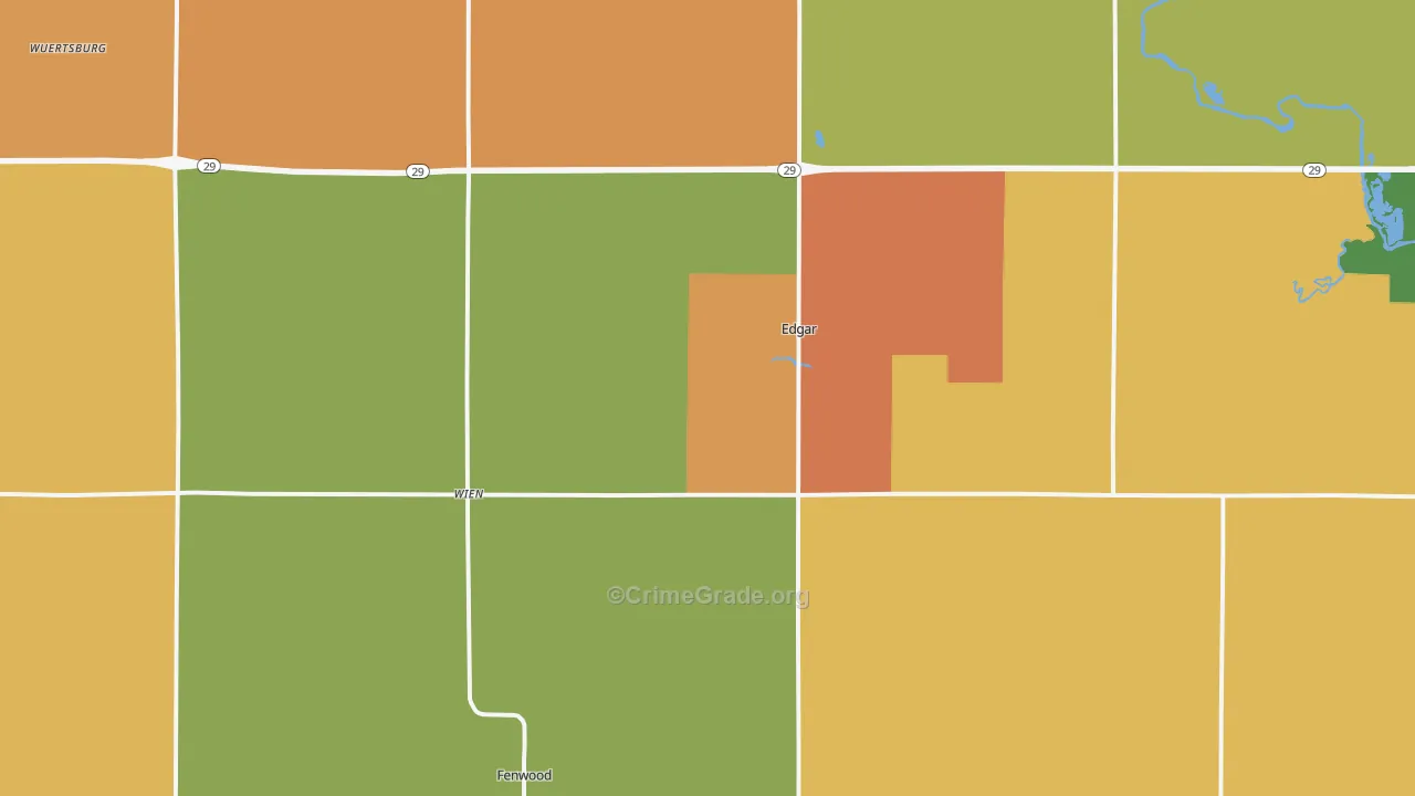 Edgar, WI Map of Robbery Rates