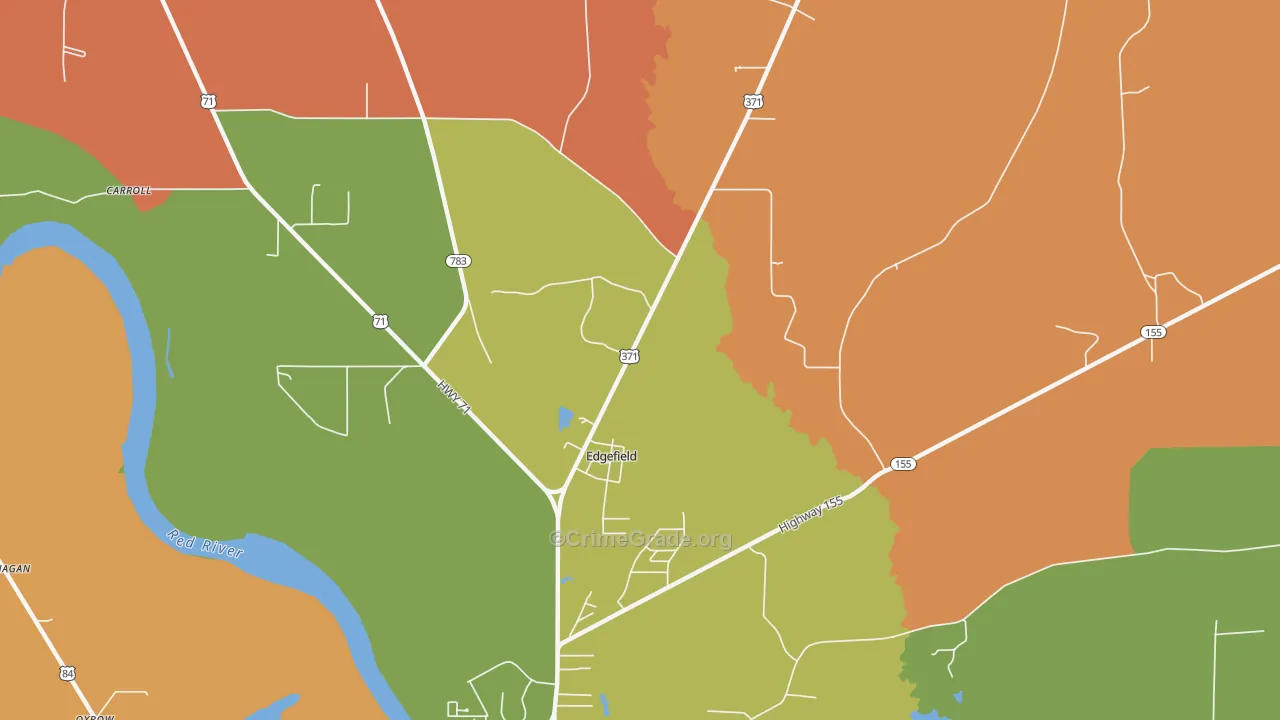 Edgefield, LA Map of Robbery Rates
