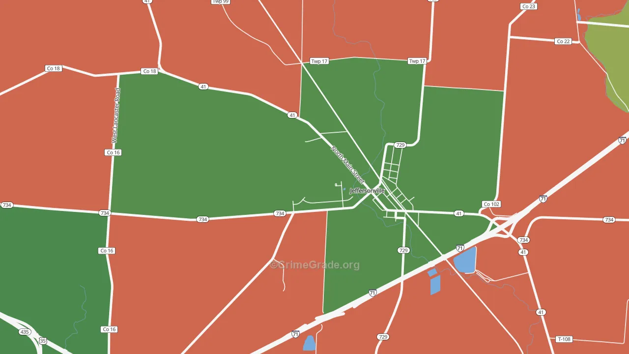 Edgefield, OH Map of Robbery Rates