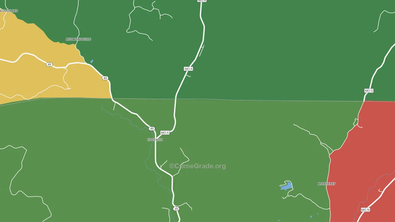 Edgehill, MO Map of Robbery Rates