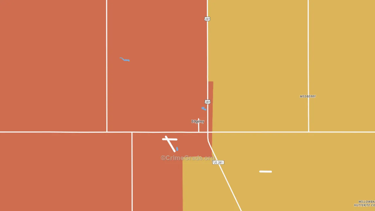 Edgeley, ND Map of Robbery Rates